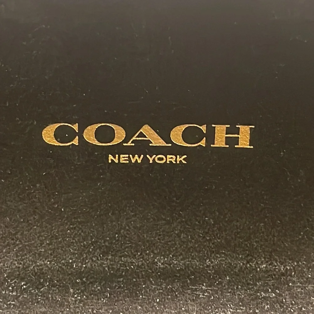 COACH SUNGLASSES CASE ONLY. Black with velvet interior. Gold “COACH” imprint.